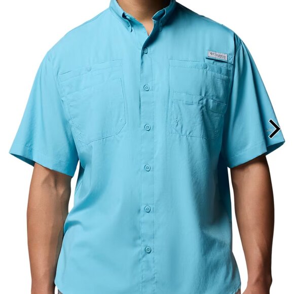 Columbia PFG Tamiami II Short Sleeve Button Down Shirt Men's Medium Blue Fishing - Picture 9 of 9
